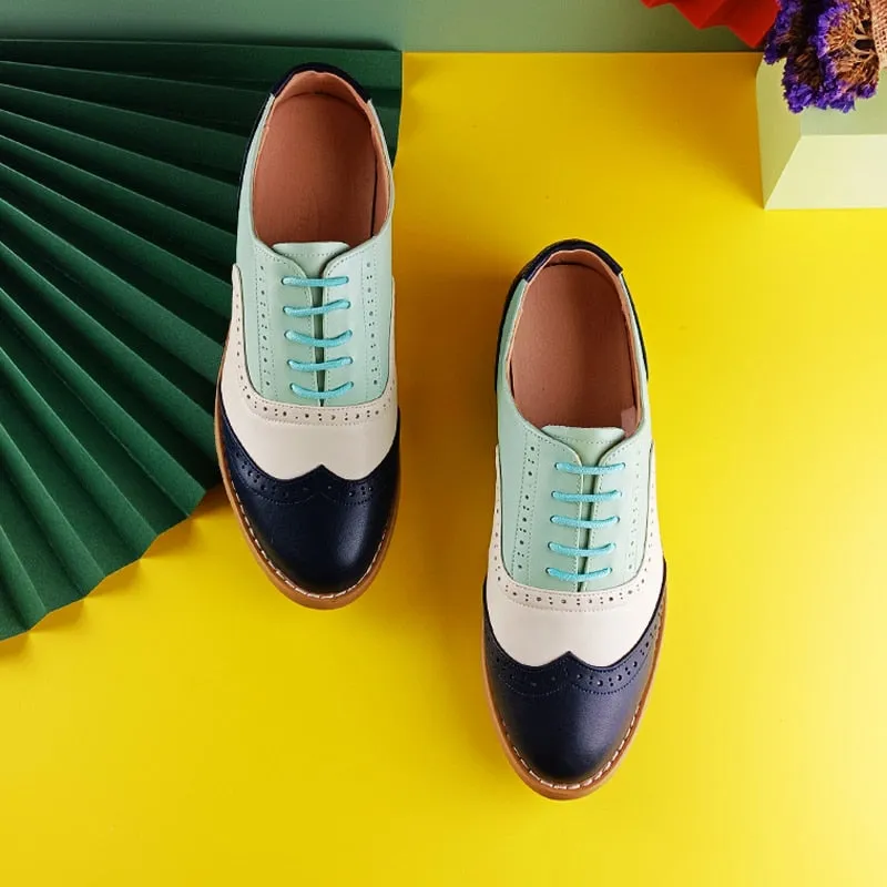 Genuine Leather Oxford Shoes Loafers For Women