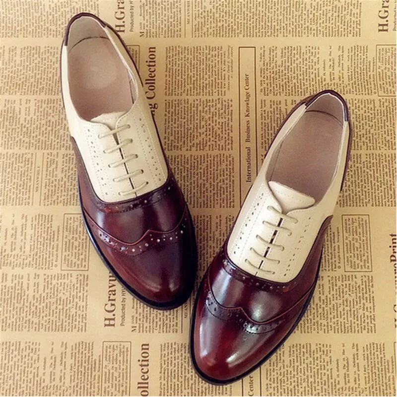 Genuine Leather Oxford Shoes Loafers For Women