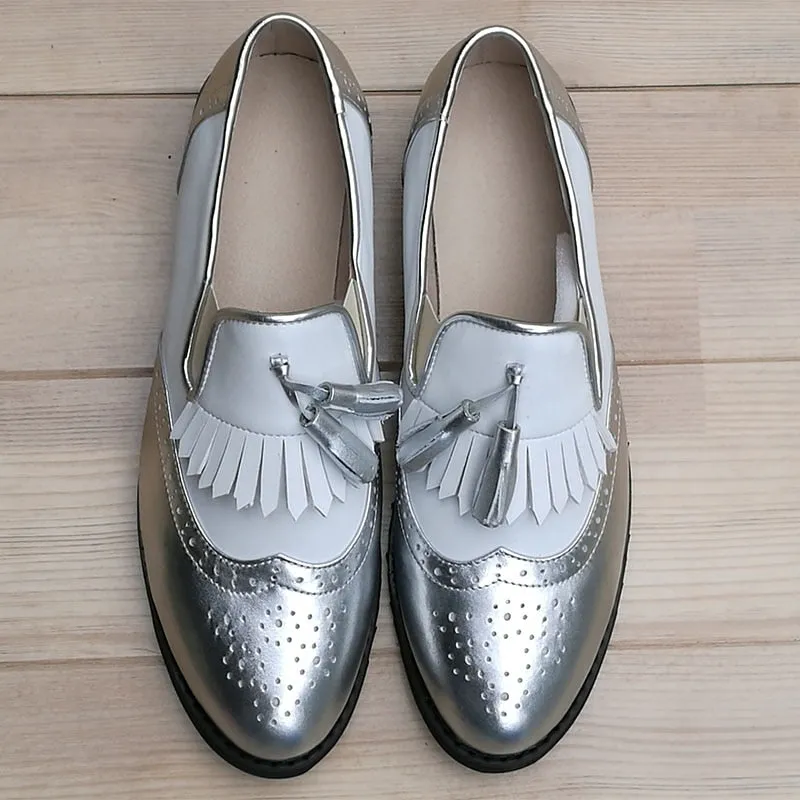 Genuine Leather Oxford Shoes Loafers For Women