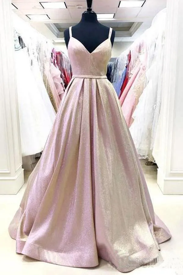 Romantic Sky Blue Ball Gown Prom Gown Sparkly V Neck Party Dress PSK184
